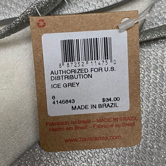 Havaianas Slim Ice Grey Glitter Flip Flop New - Picture 5 of 6